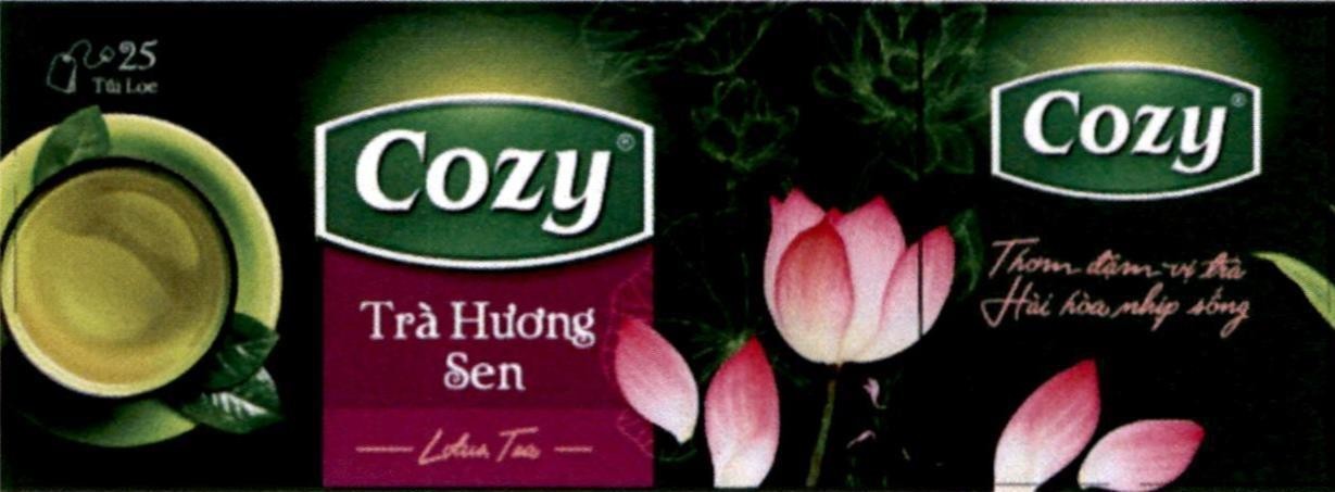 Nhãn hiệu Cozy Trà Hương Sen Lotus Tea Thơm đậm vị trà Hài Hòa Nhịp Sống Túi Lọc 25  của Công ty cổ phần sản phẩm Sinh Thái, số đơn 4-2024-08845