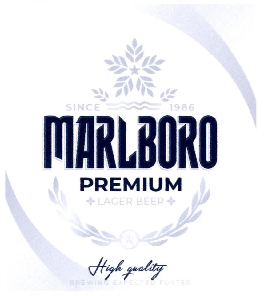 MARLBORO PREMIUM LAGER BEER SINCE 1986 High quality BREWING EXPECTED FOSTER 