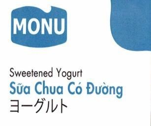 Nhãn hiệu MONU Sweetened Yogurt Sữa Chua Có Đường [Yo-gư-rư-to: Sữa chua]  của CÔNG TY CỔ PHẦN MORINAGA NUTRITIONAL FOODS VIỆT NAM, số đơn 4-2024-23900