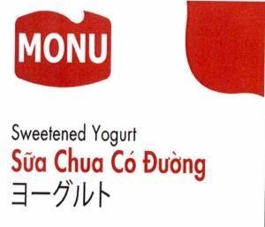 Nhãn hiệu MONU Sweetened Yogurt Sữa Chua Có Đường [Yo-gư-rư-to: Sữa chua]  của CÔNG TY CỔ PHẦN MORINAGA NUTRITIONAL FOODS VIỆT NAM, số đơn 4-2024-23901