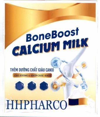 Nhãn hiệu BoneBoost CALCIUM MILK THÊM DƯỠNG CHẤT GIÀU CANXI CHO XƯƠNG & KHỚP CHẮC KHỎE HHPHARCO  của Công ty Trách nhiệm hữu hạn TMDV&XNK HOÀNG HẢI PHÁT, số đơn 4-2025-01344