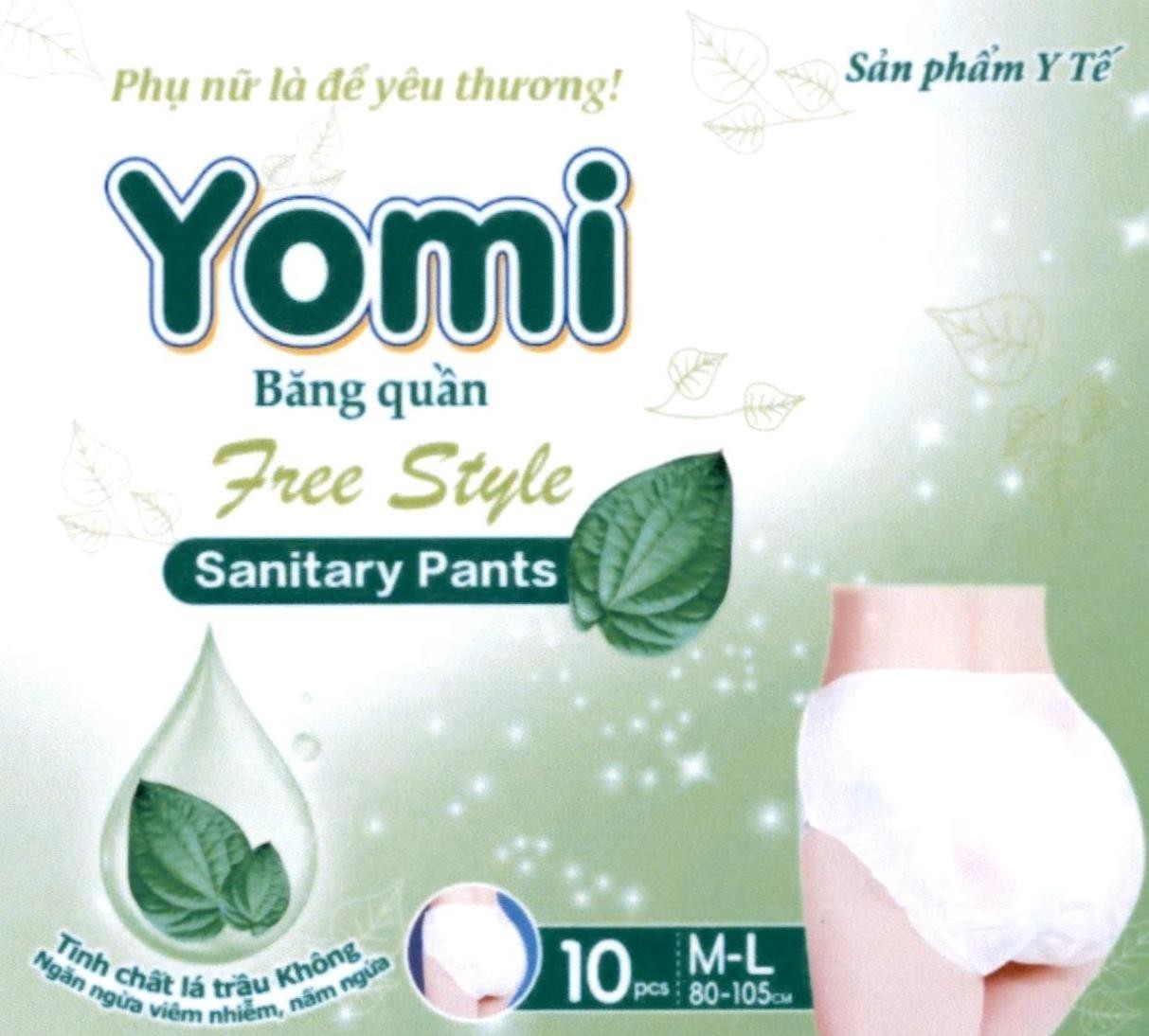 Yomi Băng quần Free Style Sanitary Pants Phụ nữ là để yêu thương! Sản phẩm Y Tế Tinh chất lá trầu không Ngăn ngừa viêm nhiễm, nấm ngứa 10 PCS M-L 80-105cm 