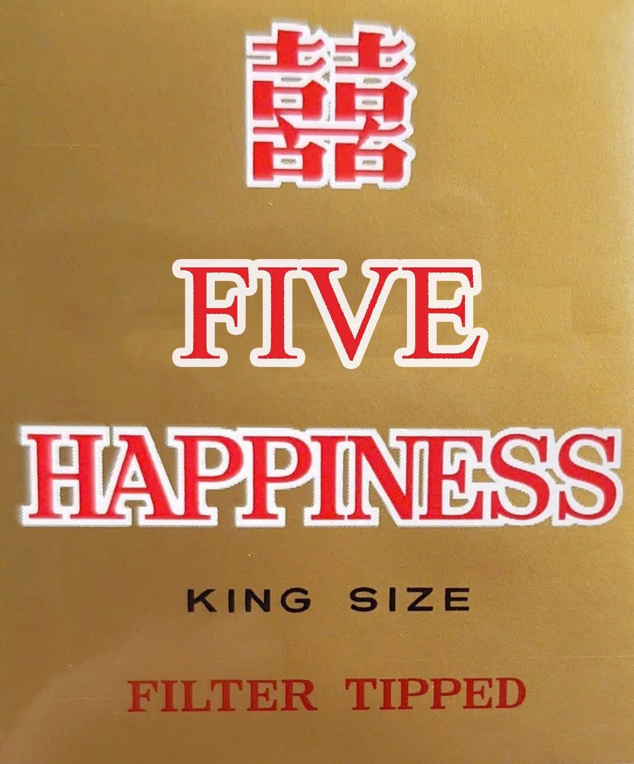Nhãn hiệu FIVE HAPPINESS KING SIZE FILTER TIPPED [xǐ: song hỉ, hạnh phúc nhân đôi]  của Công ty TNHH một thành viên thuốc lá Thanh Hóa, số đơn 4-2025-23188