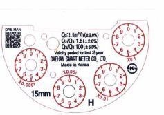 Nhãn hiệu DAE HAN Q3:2.5m3/h(+-2.0%) Q2/Q1:1.6(+-2%) Q3/Q1:100 (+-5%) Validity period for test:5year DAEHAN SMART METER CO.,LTD. Made in Korea 15mm H K  của CÔNG TY TNHH AT PHARMA VIỆT NAM, số đơn 4-2025-23260