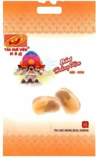 Công ty TNHH chế biến thực phẩm bánh pía lạp xưởng Tân Huê Viên的TÂN HUÊ VIÊN THV Bánh Hoàng Kim ĐẬU-MÔN PIA CAKE (MUNG BEAN, DURIAN) [xin hua yuan: tân huê viên] 品牌, 申请号 4-2025-38211