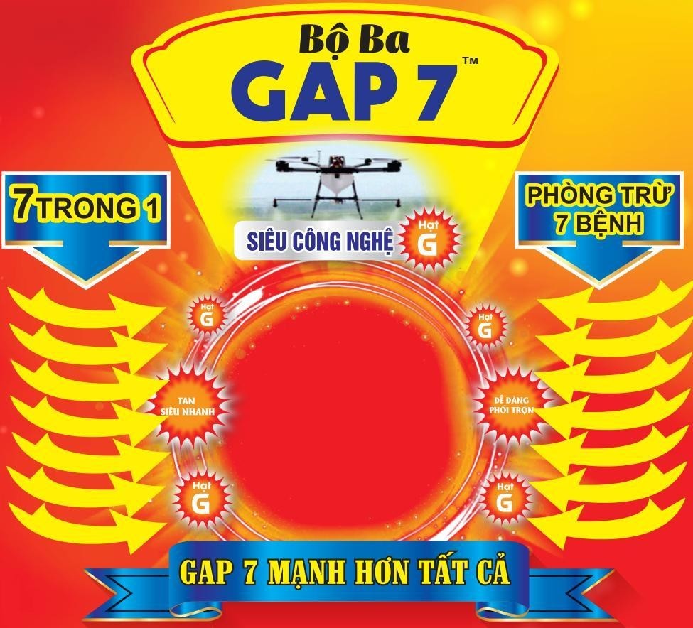 Trademark Bộ Ba GAP 7 7 TRONG 1 SIÊU CÔNG NGHỆ Hạt G PHÒNG TRỪ 7 BỆNH TAN SIÊU NHANH DỄ DÀNG PHỐI TRỘN GAP 7 MẠNH HƠN TẤT CẢ  of CÔNG TY TNHH NÔNG NGHIỆP THAILAND, application No 4-2025-43759