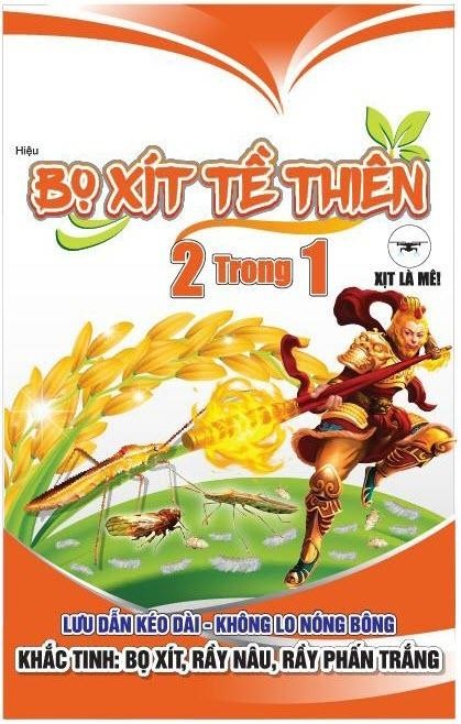 Nhãn hiệu Hiệu BỌ XÍT TỀ THIÊN 2 Trong 1 XỊT LÀ MÊ! LƯU DẪN KÉO DÀI - KHÔNG LO NÓNG BỎNG KHẮC TINH: BỌ XÍT, RẦY NÂU, RẦY PHẤN TRẮNG  của CÔNG TY TNHH NÔNG NGHIỆP THAILAND, số đơn 4-2025-47735