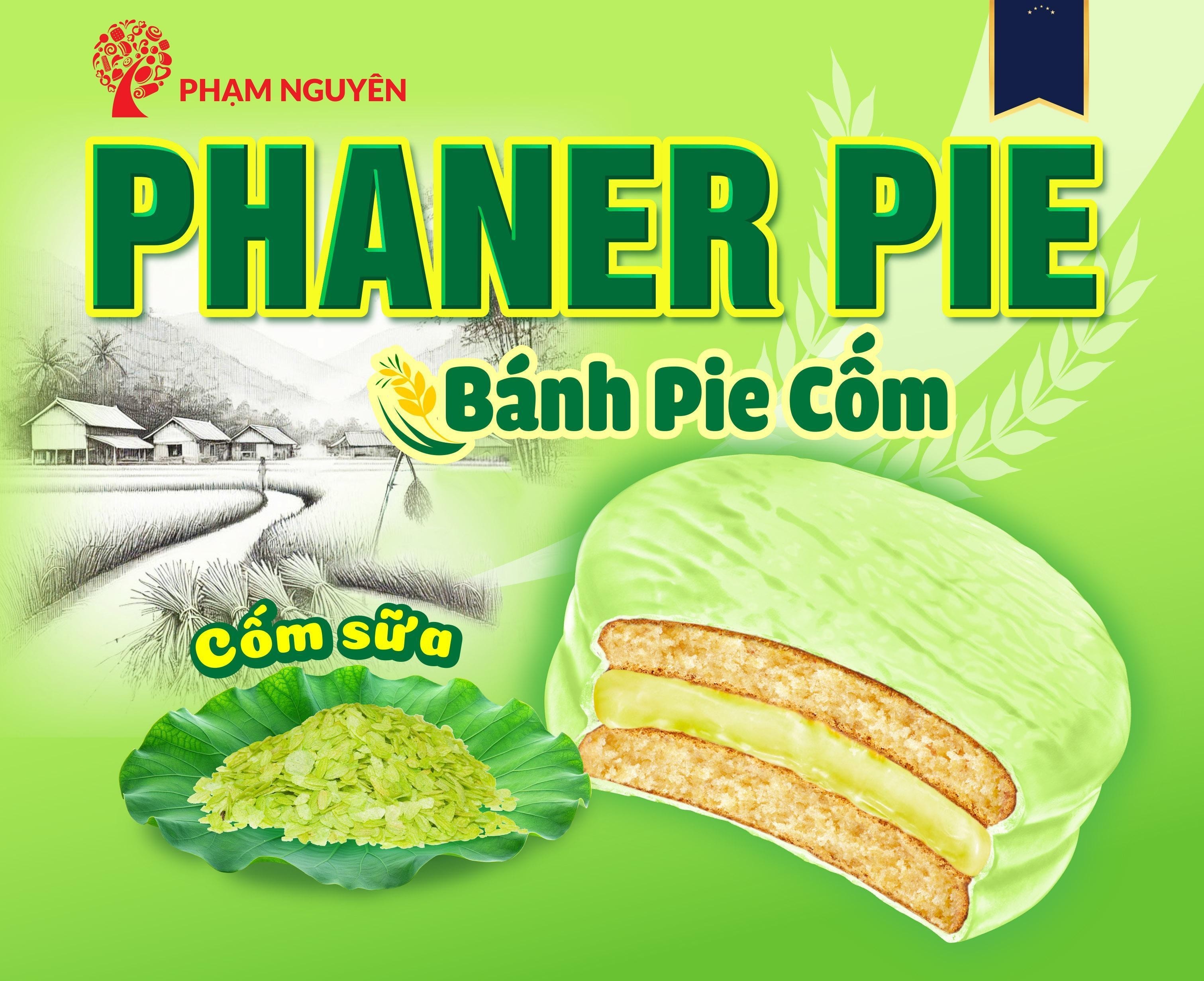 Trademark PHANER PIE Bánh Pie Cốm Cốm sữa PHẠM NGUYÊN  of CÔNG TY TNHH CHẾ BIẾN THỰC PHẨM & BÁNH KẸO PHẠM NGUYÊN, application No 4-2025-61034