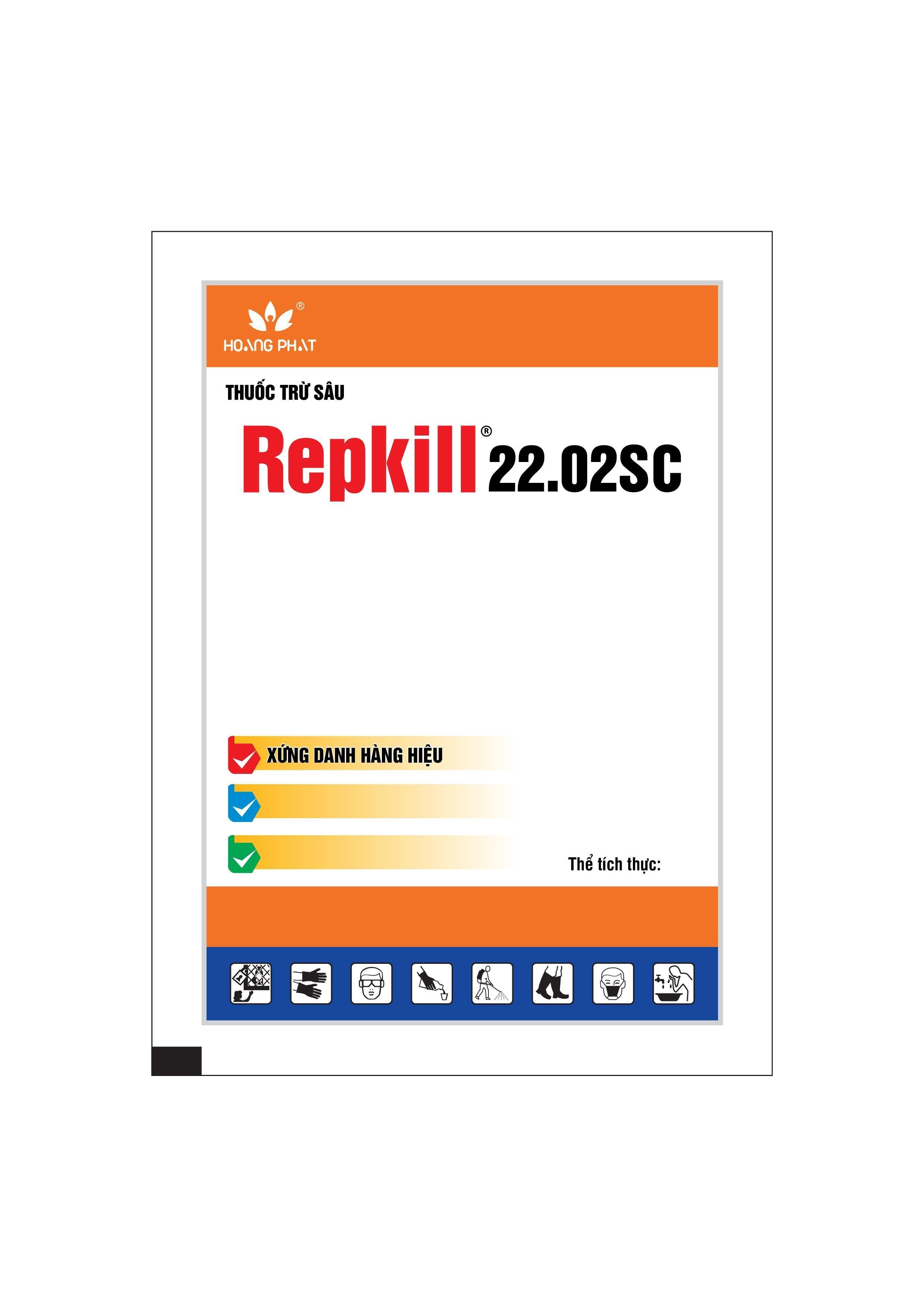 Nhãn hiệu HOANG PHAT THUỐC TRỪ SÂU Repkill 22.02SC XỨNG DANH HÀNG HIỆU Thể tích thực  của Công ty TNHH thuốc bảo vệ thực vật Hoàng Phát, số đơn 4-2025-63267
