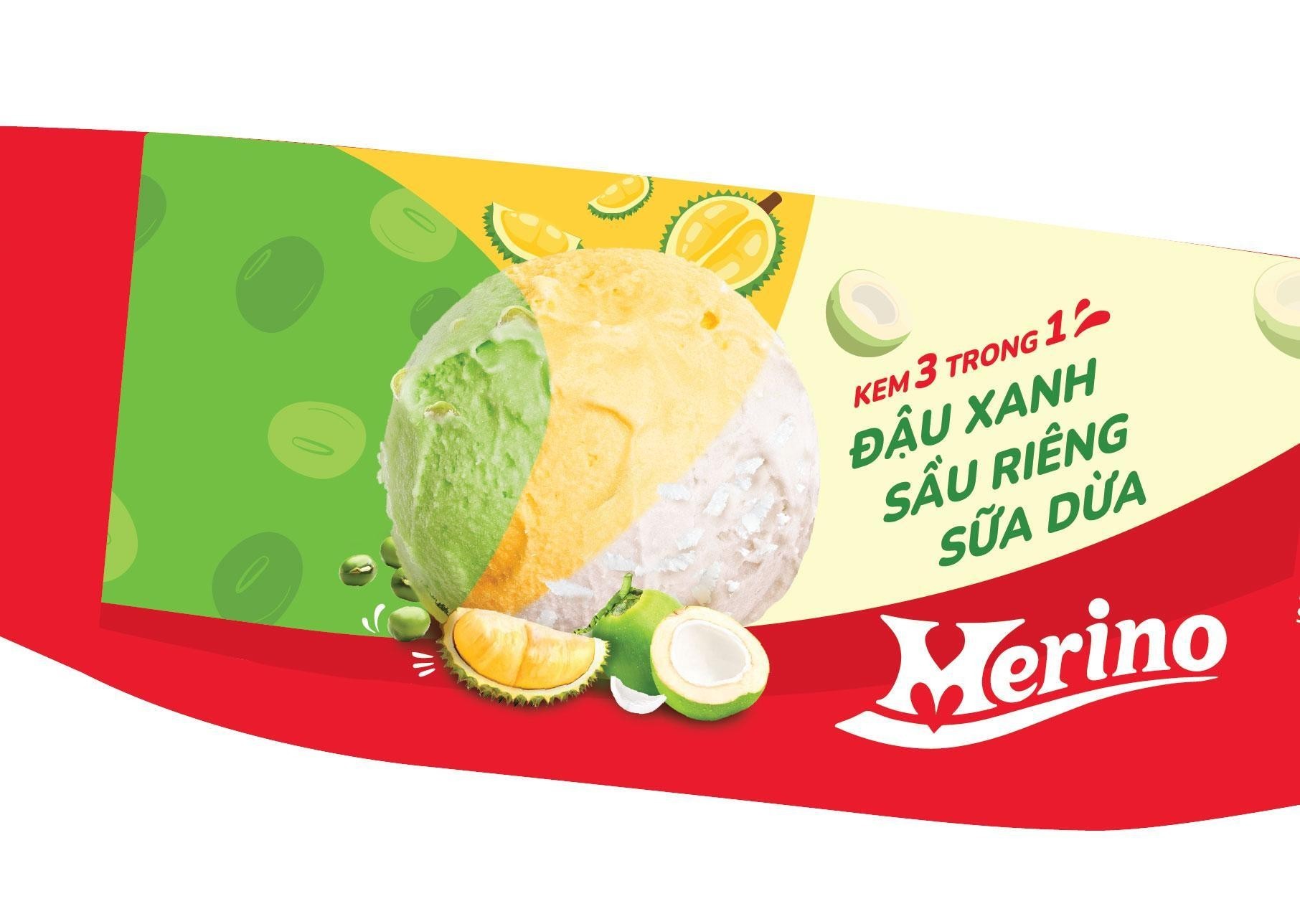 Trademark Merino KEM 3 TRONG 1 ĐẬU XANH SẦU RIÊNG SỮA DỪA  of CÔNG TY CỔ PHẦN THỰC PHẨM ĐÔNG LẠNH KIDO, application No 4-2026-03643