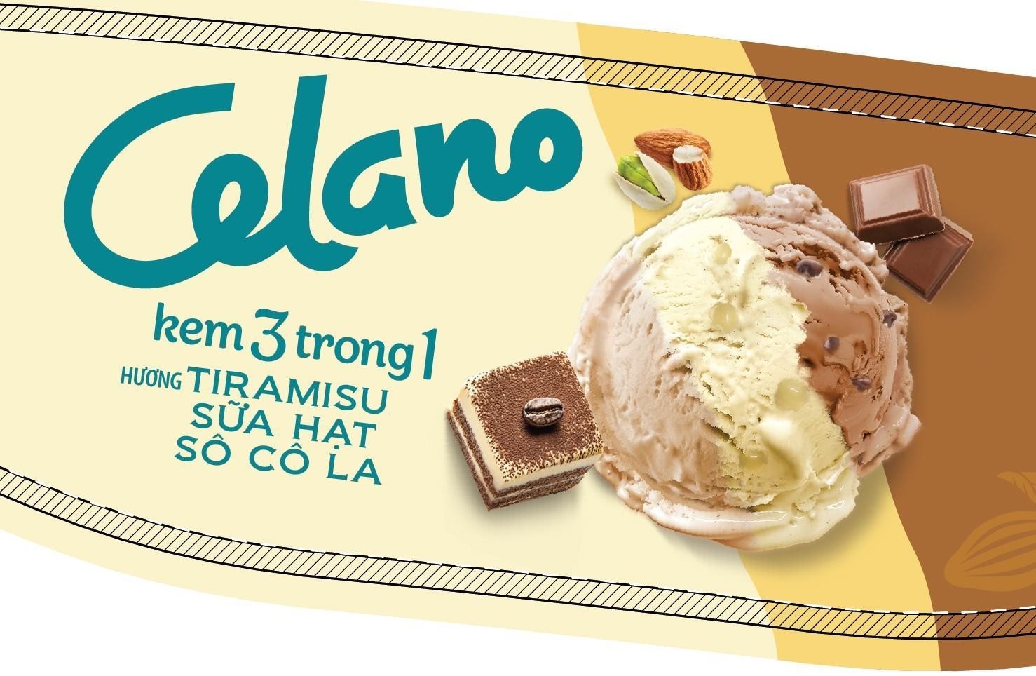 Trademark Celano kem 3 trong 1 HƯƠNG TIRAMISU SỮA HẠT SÔ CÔ LA  of CÔNG TY CỔ PHẦN THỰC PHẨM ĐÔNG LẠNH KIDO, application No 4-2026-03924