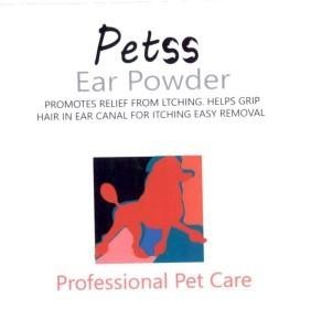 Petss Ear Powder PROMOTES RELIEF FROM ETCHING HELPS GRIP HAIR IN EAR CANAL FOR ITCHING EASY REMOVAL Professional Pet Care 